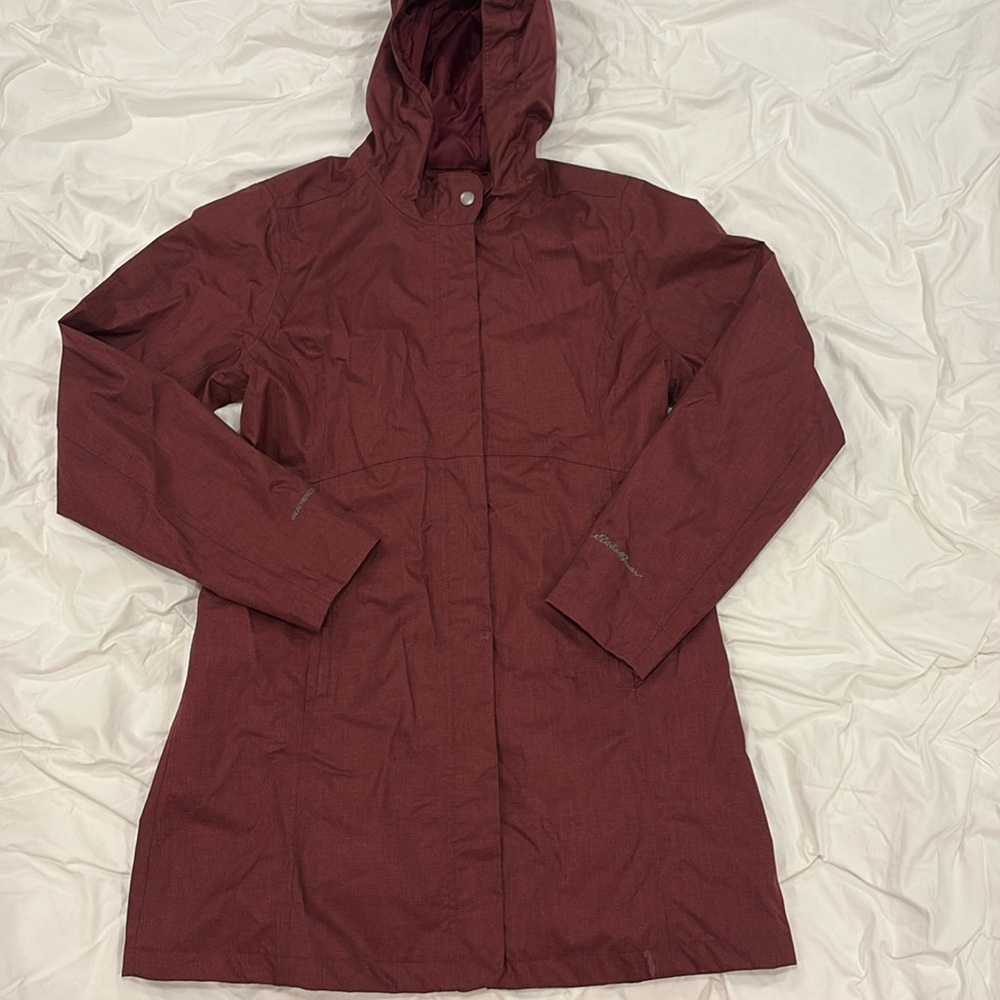 Eddie Bauer Women’s Rain Coat - Size Medium, Burgundy